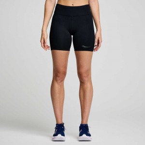 Saucony Fortify 6" Short Czarne | 96824-IKOV