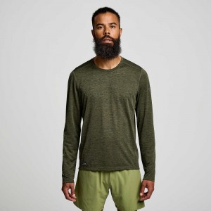 Saucony Stopwatch Graphic Long Sleeve Umbra Heather Graphic | 79246-GTFE
